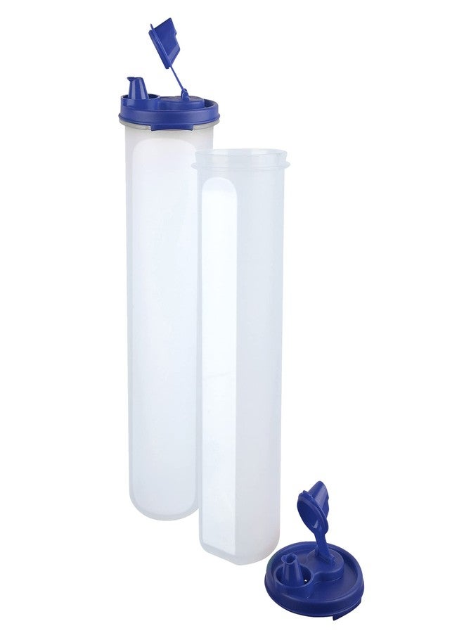 Cutting EDGE Smart Oil Dispenser Storage Set of 2 Air-Tight & Leak Resistant Plastic Round Modular Container for Vinegar, Sauces, Olive & Refined, Easy Flow, BPA Free (1100ML, Dark Blue) - Image 3